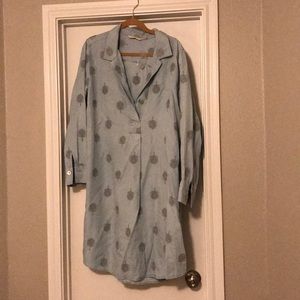 Chambray and gray feather tunic